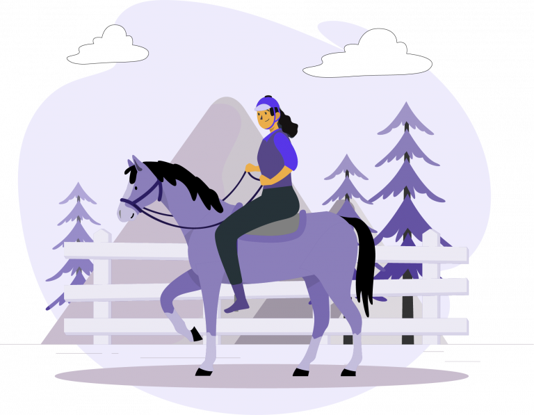 Cavalier et cheval au trot
