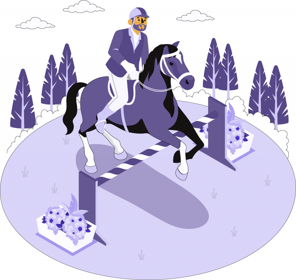 Cavalier qui saute avec son cheval